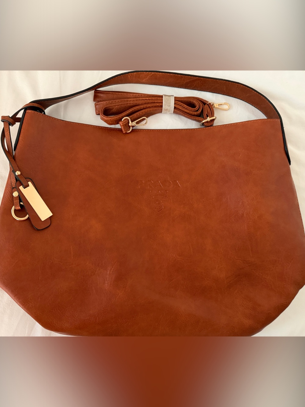 Women's Tan Leather Tote Handbag